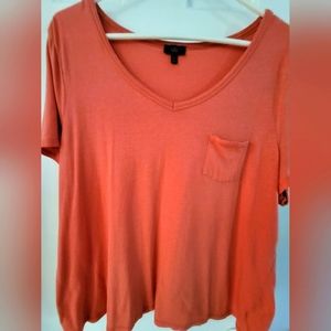 V neck tee by Talbots, size 3X, cap sleeve, front breast pocket